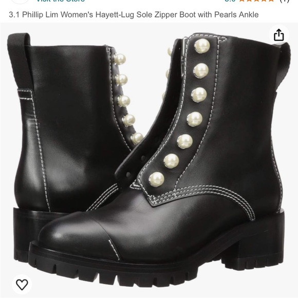 “Phillip Lim” Hayett lug sole zipper boot with pearls; size 36 1/2 (6.5) - Picture 3 of 14